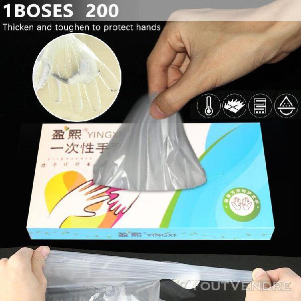 200 pcs voyage en plastique clair gants jetables nettoyage a