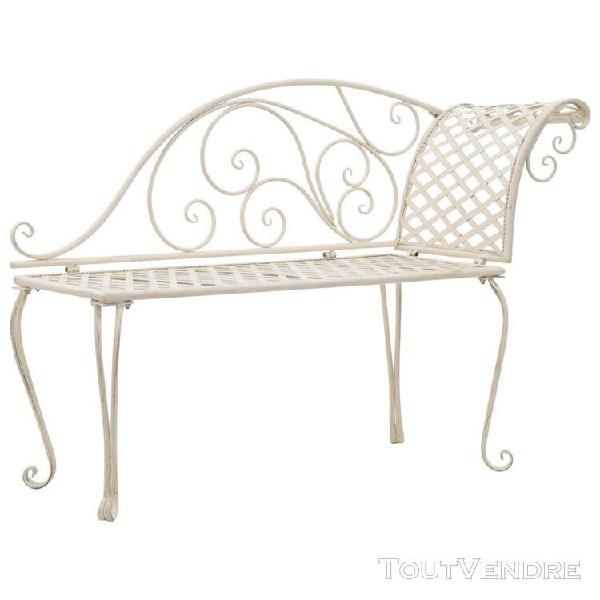 vidaxl chaise longue de jardin 128 cm métal antique blanc