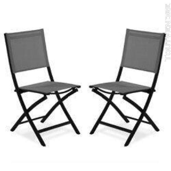 lot de deux chaises pliantes anthracite et gris galet - ooga