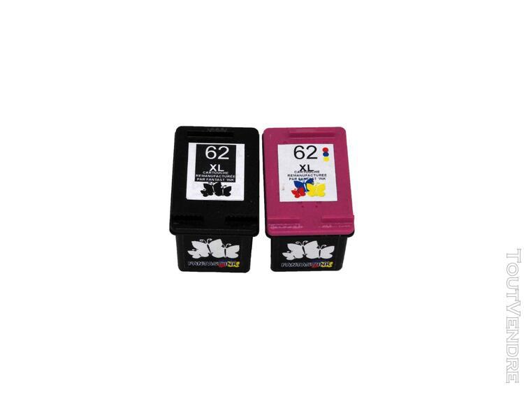 packs 2 cartouches pour hp 62xl noire et couleur compatiblee