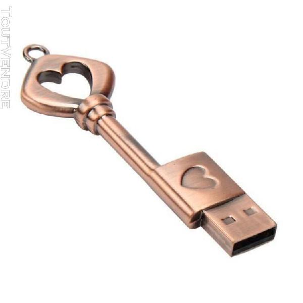 Usb pen drive pure metal copper heart clé usb flash drive