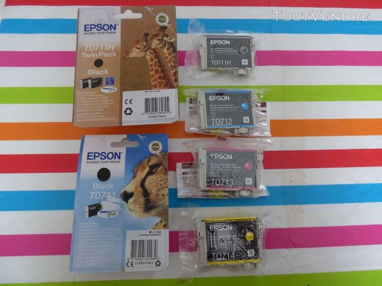 Lot epson t 711h &quot;les girafes&quot;x 3 + 711 à714 &quot;le guepard&quot;+