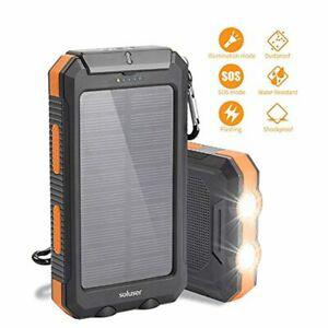 soluser chargeur solaire 10000mah batterie externe 2 ports