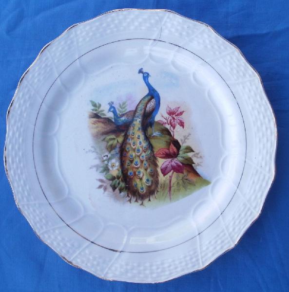 assiette hamage moulin des loups décor paons occasion,