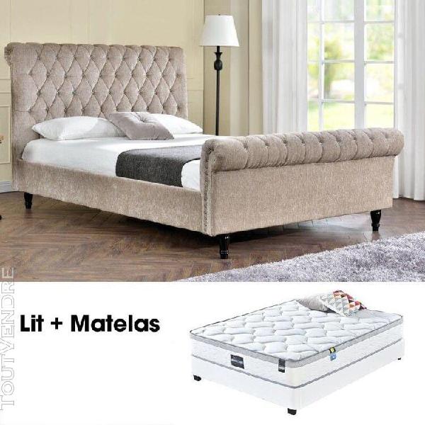 Lit + matelas 160 kapaldi beige