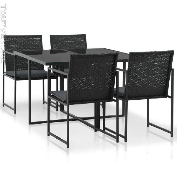 Mobilier de jardin 9 pcs résine tressée noir