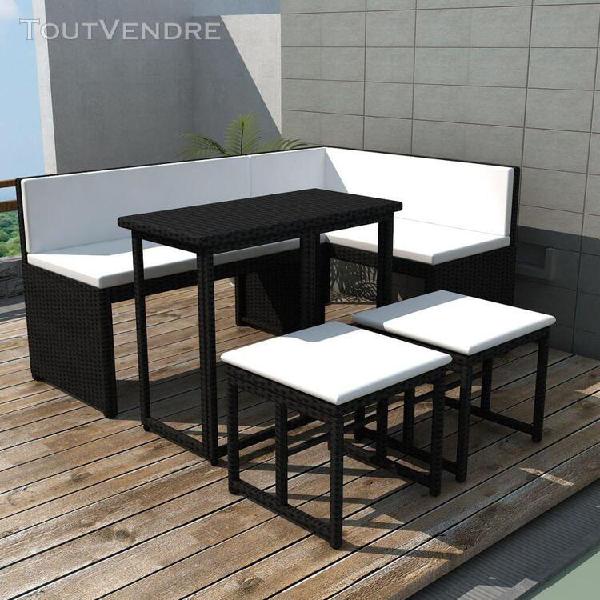 Mobilier à dîner d&#39;extérieur 5 pcs acier résine tressée