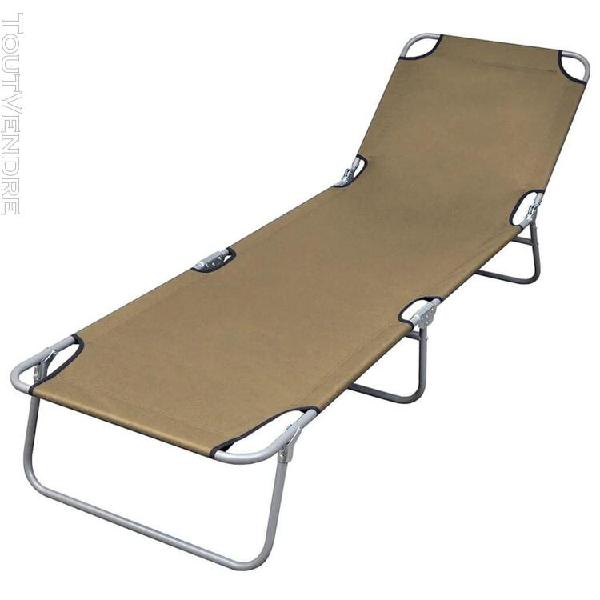 Chaise longue pliable avec dossier réglable taupe