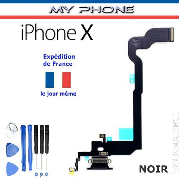 Connecteur de charge apple iphone x / 10 noir + microphone -