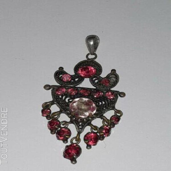 joli pendentif vintage russe bronze argent et pierre