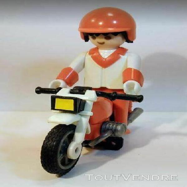 playmobil/clicky/homme vintage/ pilote moto avec sa motocycl