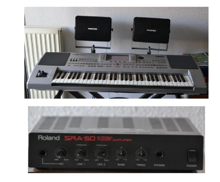 Arrangeur clavier korg pa80+plus ampli+enceintes+valise de t