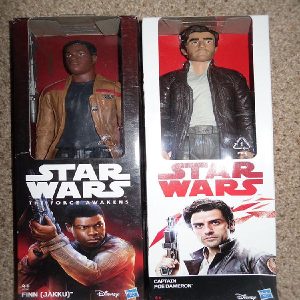 Lot 2 figurines star wars: finn &amp; poe, 30 cm neuf