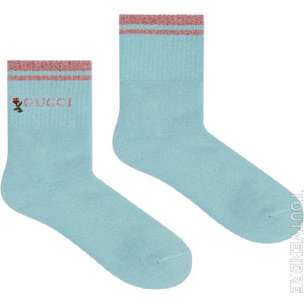 Gucci femme 5793163gd703972 bleu claire coton chaussettes