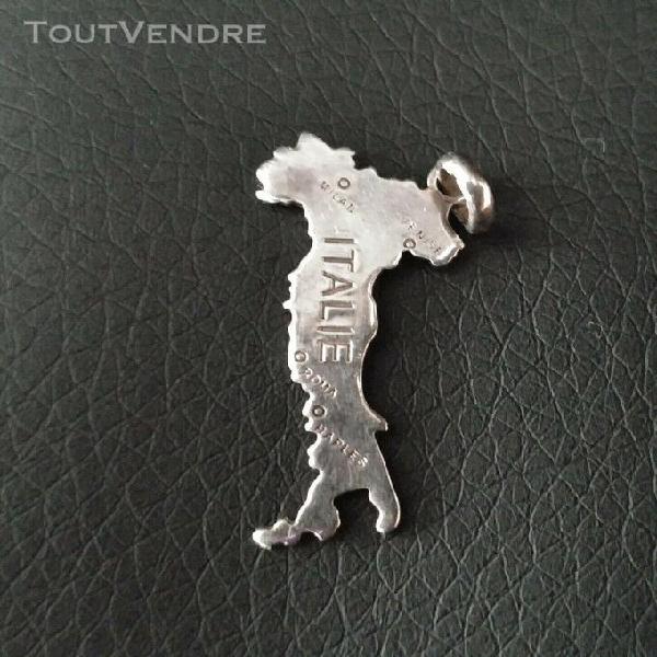 Pendentif carte italie - argent 925/1000 - tres bon etat