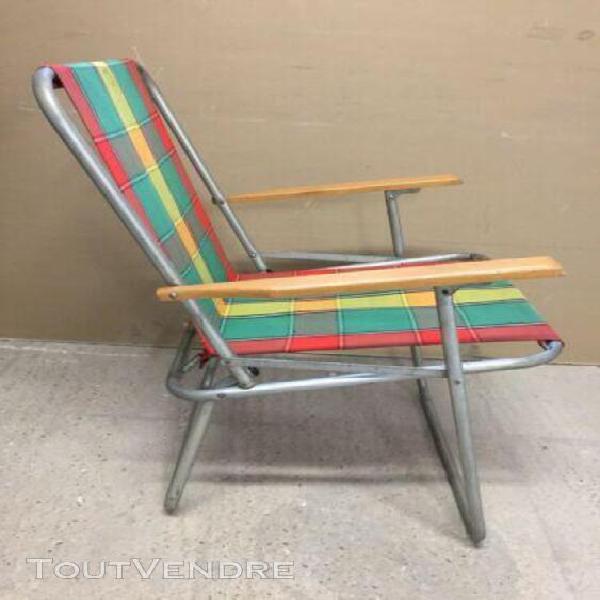 Chaise de camping pliable vintage années 70