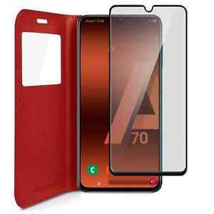 Etui folio fenêtre porte carte rouge pour samsung galaxy