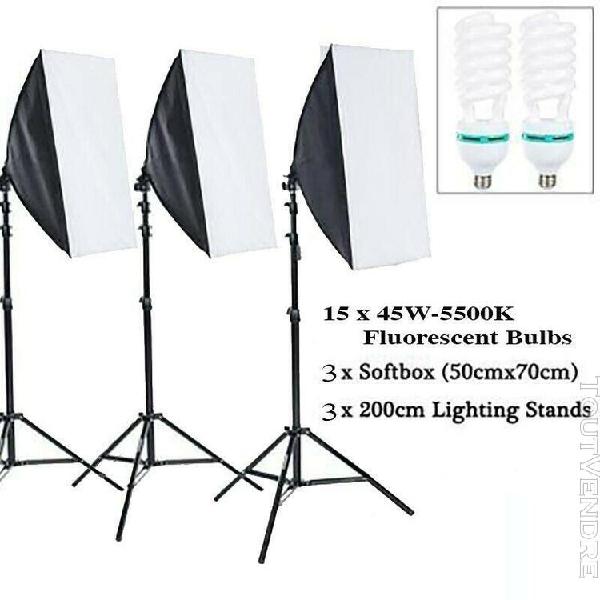 studio photo 3375 w softbox eclairage continu kit (3