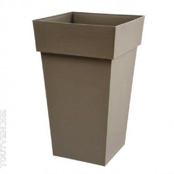 pot carré haut taupe - 39 x 39 cm - 62 litres - toscane