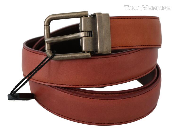 dolce & gabbana mens red leather metal gray buckle belt