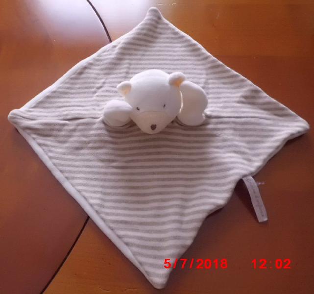 Doudou ours blanc et beige moulin roty occasion, oignies