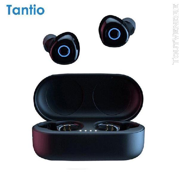 Tantio t1 écouteurs sans fil bluetooth v5.0 étanche ipx5