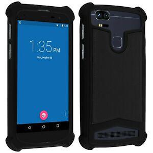 Coque étui antichocs en silicone/cuir noir pour smartphone