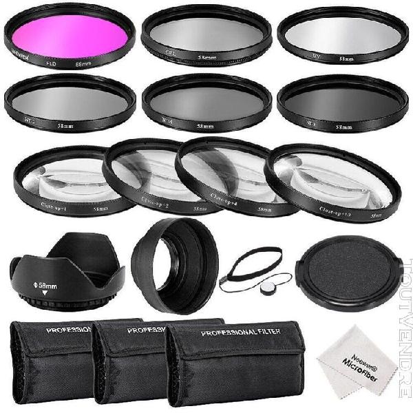 Kit d&#39;accessoires de filtre d&#39;objectif complet 58mm: filtres