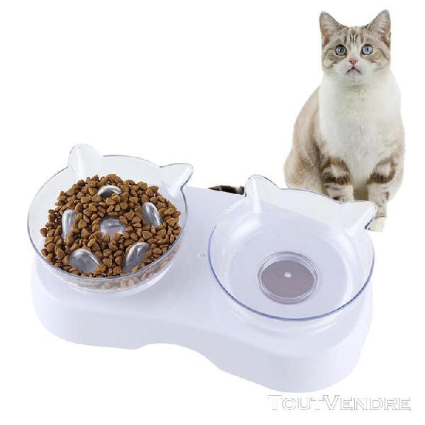 Mangeoire pour chat double bol en plastique transparent bol