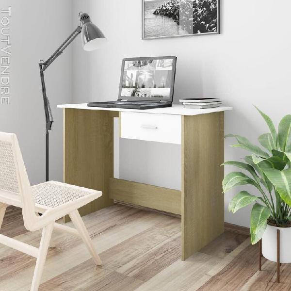 vidaxl bureau blanc et chêne sonoma 100 x 50 x 76 cm