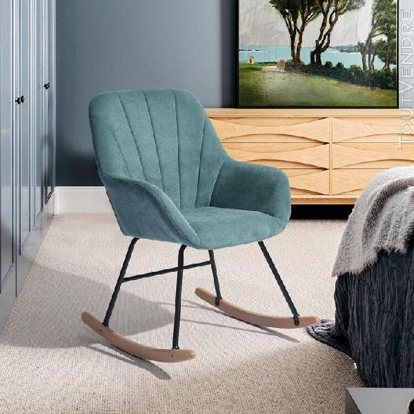 Fauteuil ¿¿ bascule chaise ber?ante moderne en tissu vert