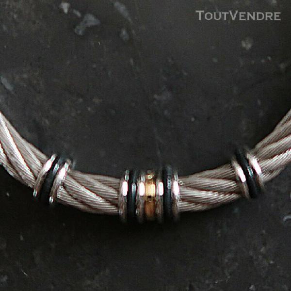 Bracelet*mixte *acier inoxydable*câble torsadé*anneau fin