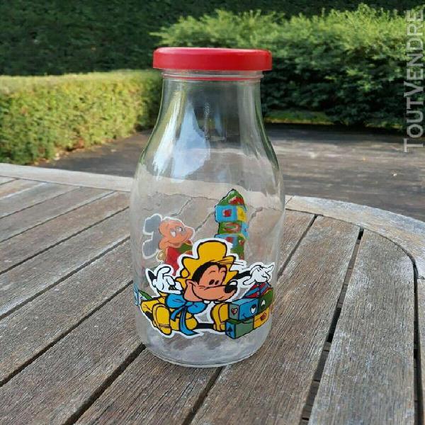 bouteille de lait en verre walt disney, mickey, plutot, fran