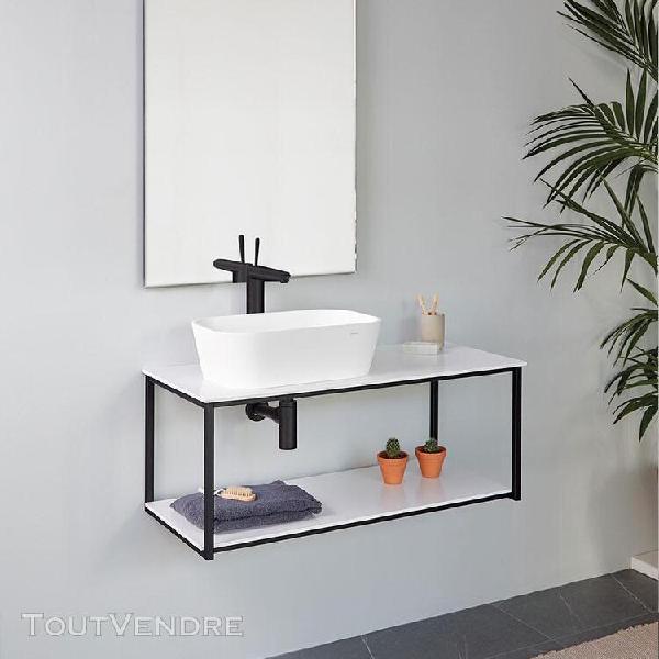 meuble salle de bain design suspendu uno metal pour vasque