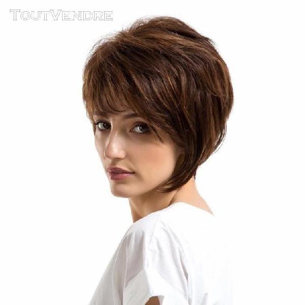 femmes naturelles texture courte brownhair perruques