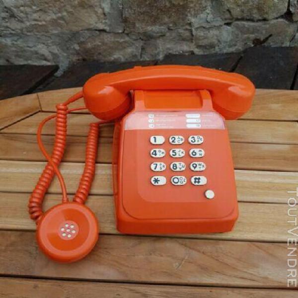 ancien telephone socotel vintage orange temat quimper s 63 d