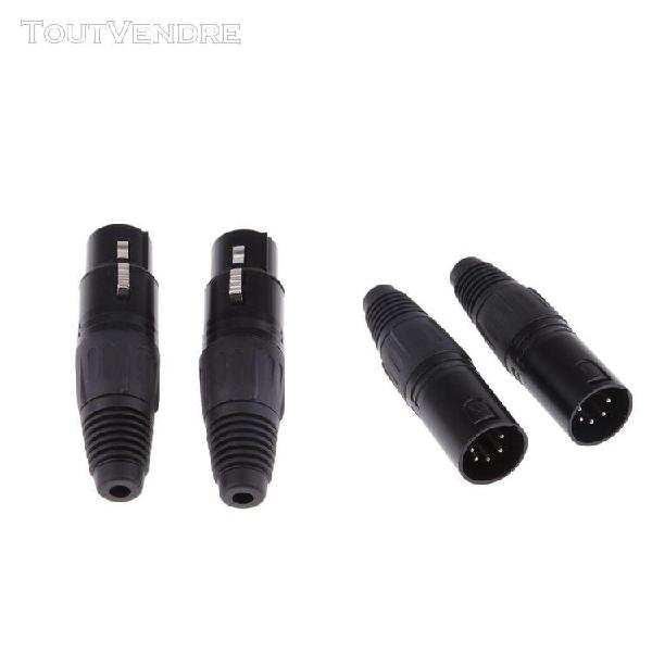 4 pièces 5pin / 5p xlr connector plug mâle + femelle audio