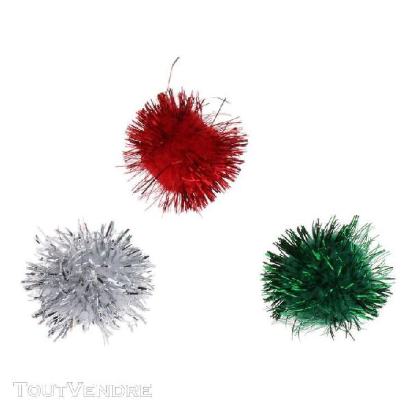 3pcs paillettes pom pom ball chien chat animal jouet scintil