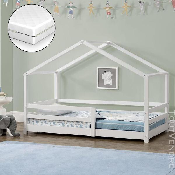 lit d'enfant design en forme maison avec grille de protectio