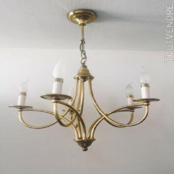 Lustre/chandelier 5l laiton atelier j-p ryckaert années 80