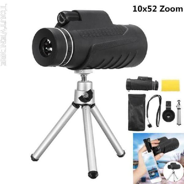 10 x 52 hd monoculaire télescope avec trépied dual focus