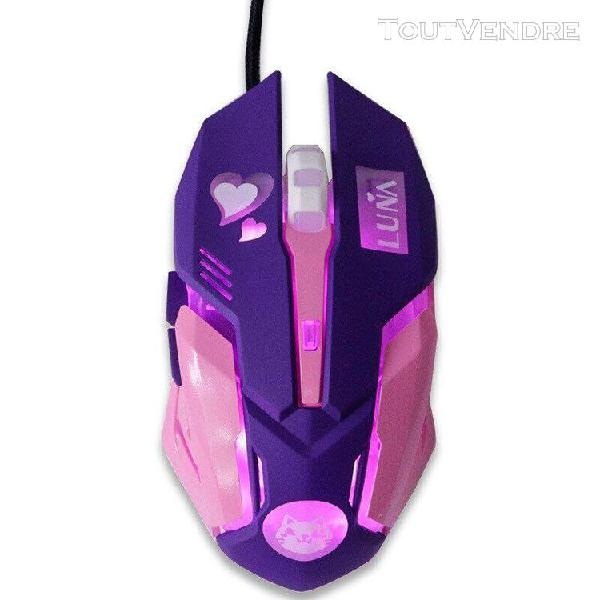 Usb filaire souris de jeu rose ordinateur professionnel e-sp