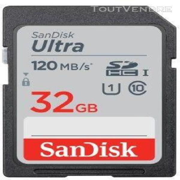 carte mémoire sdhc sandisk ultra 32 go jusqu'à 120 mo/s