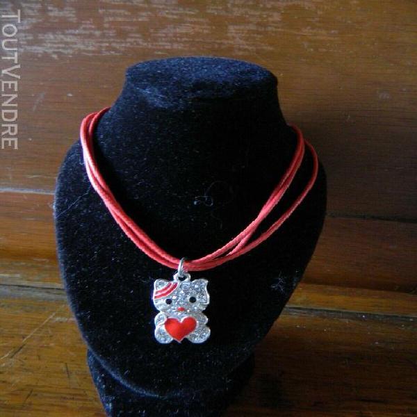 Collier enfant fantaisie chaton avec strass