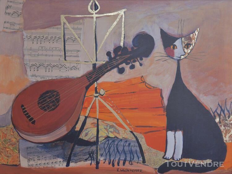 Tableau chat a la guitare de r wachtmeister