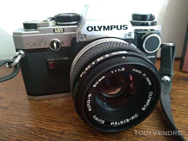 olympus om10 argentique corps. + 3 objectifs + filtres 35mm