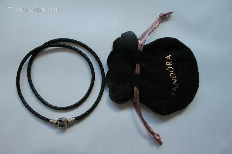 bracelet pandora cuir tresse noir