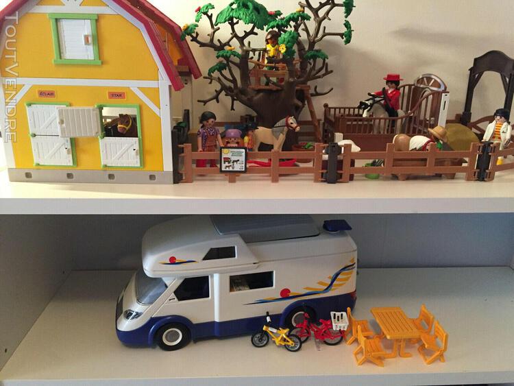 playmobil ferme, camping car, ensemble très bon état