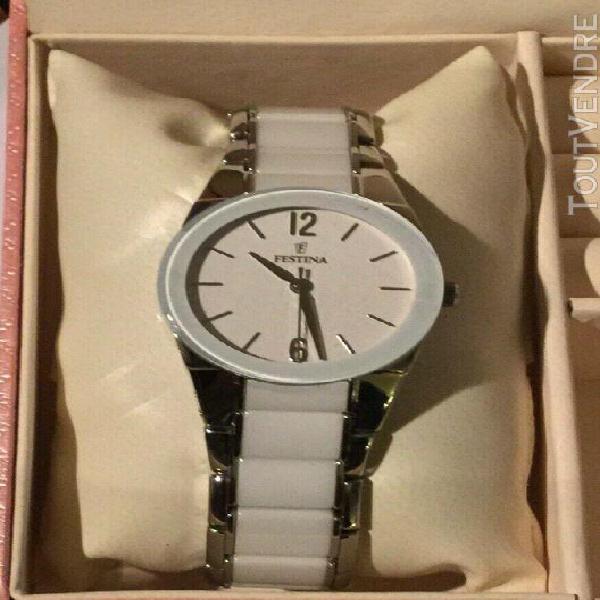 montre femme festina céramique blanche  f16534/1 neuve +