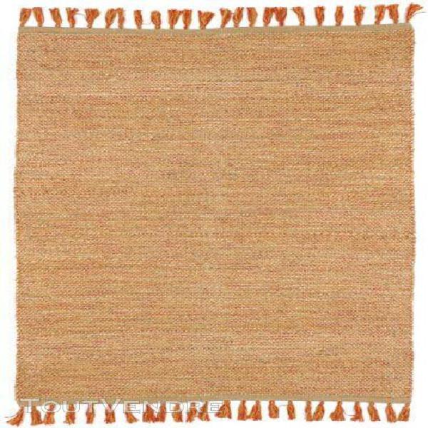 Tapis naturel en jute et coton - néo-ethnique rouge - 160 x